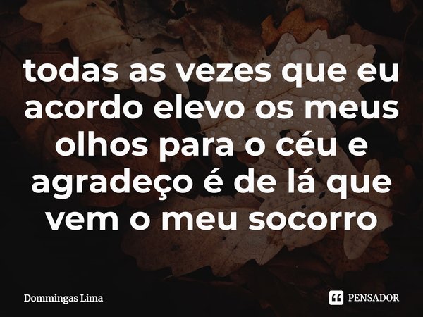 ⁠todas as vezes que eu acordo elevo os meus olhos para o céu e agradeço é de lá que vem o meu socorro... Frase de Dommingas Lima.
