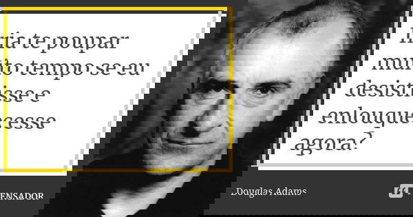 Iria te poupar muito tempo se eu desistisse e enlouquecesse agora?... Frase de Douglas Adams.