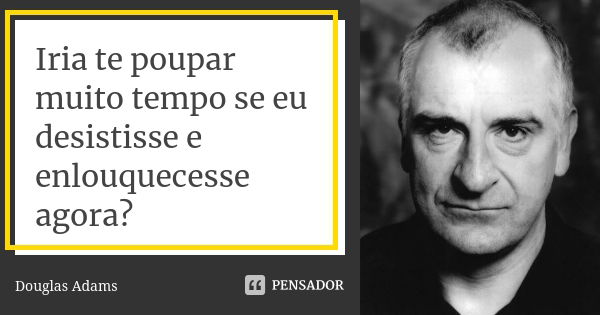 Iria te poupar muito tempo se eu desistisse e enlouquecesse agora?... Frase de Douglas Adams.