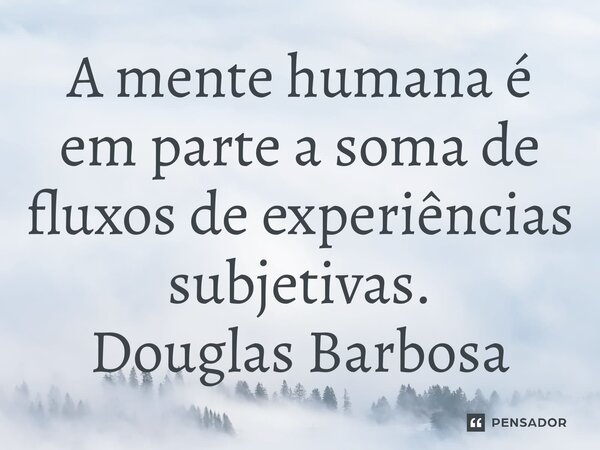 ⁠A mente humana é em parte a soma de fluxos de experiências subjetivas.... Frase de Douglas Barbosa.