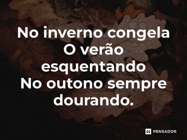 ⁠No inverno congela O verão esquentando No outono sempre dourando.... Frase de Douglas de Sousa.