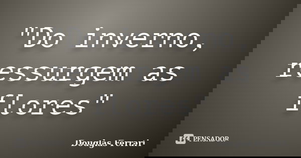 "Do inverno, ressurgem as flores"... Frase de Douglas Ferrari.