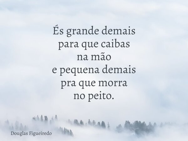 És grande demais para que caibas na mão e pequena demais pra que morra no peito.⁠... Frase de Douglas Figueiredo.