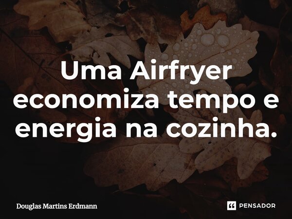 ⁠Uma Airfryer economiza tempo e energia na cozinha.... Frase de Douglas Martins Erdmann.