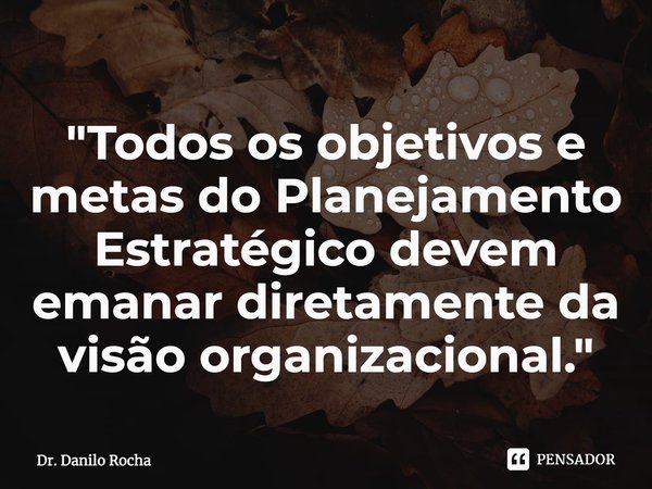 ⁠"Todos os objetivos e metas do Planejamento Estratégico devem emanar diretamente da visão organizacional."... Frase de Dr. Danilo Rocha.
