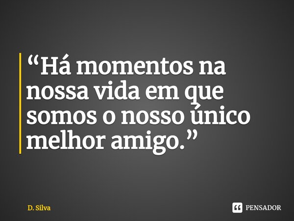 “Há momentos na nossa vida em que somos o nosso único melhor amigo.”... Frase de D. Silva.