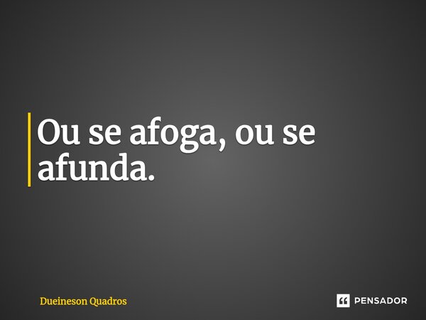 ⁠Ou se afoga, ou se afunda.... Frase de Dueineson Quadros.