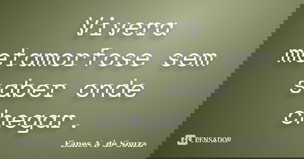 Vivera metamorfose sem saber onde chegar.... Frase de Eanes A. de Souza.
