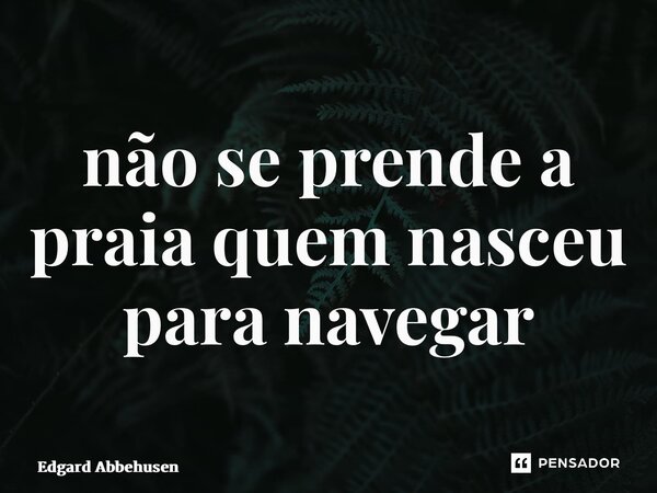 ⁠não se prende a praia quem nasceu para navegar... Frase de Edgard Abbehusen.