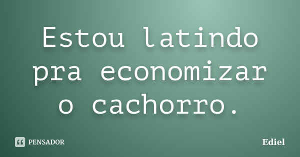 Estou latindo pra economizar o cachorro.... Frase de Ediel.