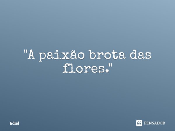 ⁠"A paixão brota das flores."... Frase de Ediel.