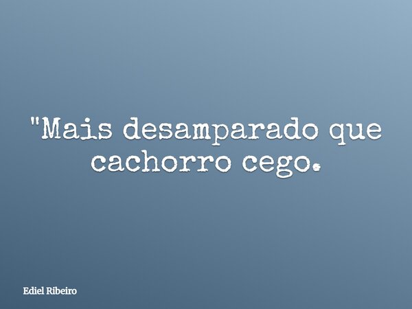 "Mais desamparado que cachorro cego.... Frase de Ediel Ribeiro.