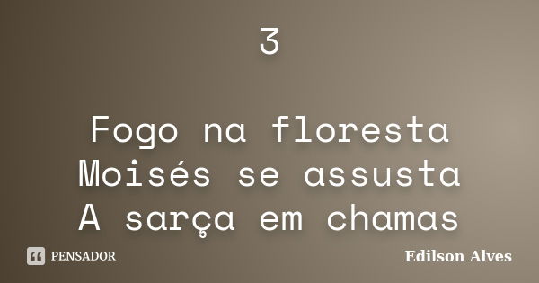 3 Fogo na floresta Moisés se assusta A sarça em chamas... Frase de Edilson Alves.