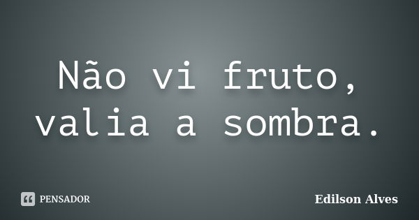 Não vi fruto, valia a sombra.... Frase de Edilson Alves.