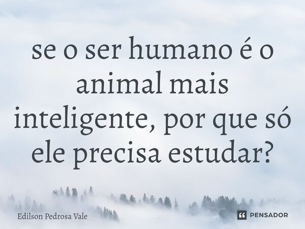 ⁠se o ser humano é o animal mais inteligente, por que só ele precisa estudar?... Frase de Edilson Pedrosa Vale.