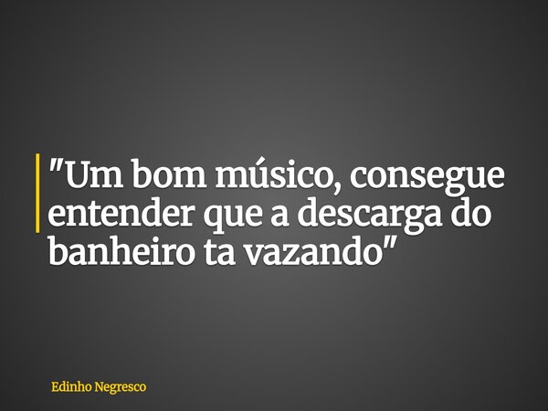 "Um bom músico, consegue entender que a descarga do banheiro ta vazando"... Frase de Edinho Negresco.