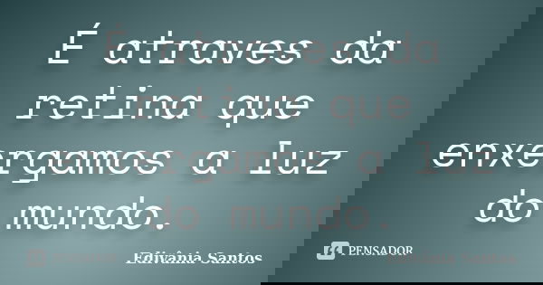 É atraves da retina que enxergamos a luz do mundo.... Frase de Edivânia Santos.