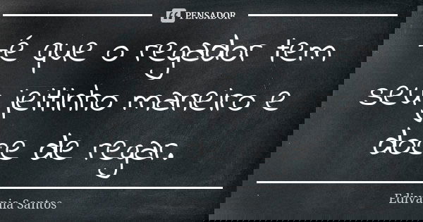 -é que o regador tem seu jeitinho maneiro e doce de regar.... Frase de Edivânia Santos.
