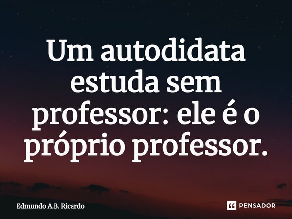⁠Um autodidata estuda sem professor: ele é o próprio professor.... Frase de Edmundo A.B. Ricardo.