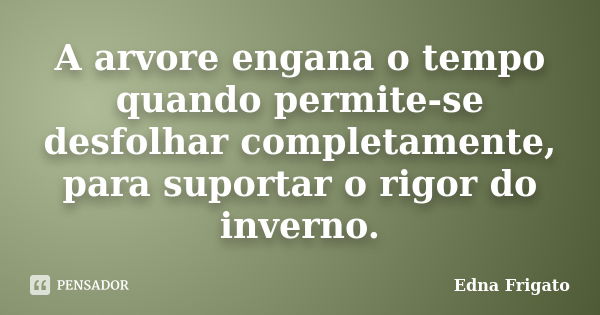 A arvore engana o tempo quando permite-se desfolhar completamente, para suportar o rigor do inverno.... Frase de Edna Frigato.