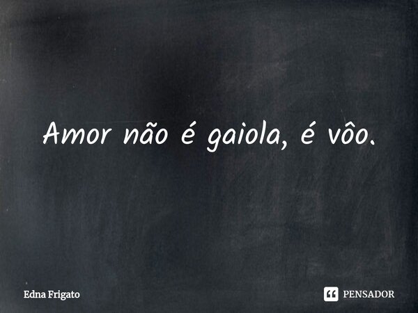 ⁠Amor não é gaiola, é voo.... Frase de Edna Frigato.