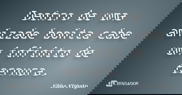 Dentro de uma amizade bonita cabe um infinito de ternura.... Frase de Edna Frigato.