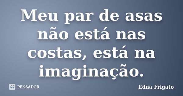 Meu par de asas não está nas costas, está na imaginação.... Frase de Edna Frigato.