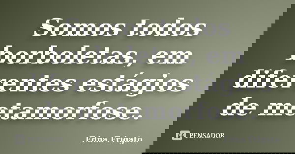 Somos todos borboletas, em diferentes estágios de metamorfose.... Frase de Edna Frigato.
