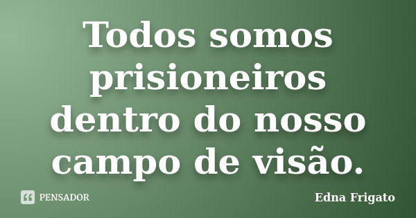 Todos somos prisioneiros dentro do nosso campo de visão.... Frase de Edna Frigato.