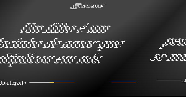 Um filho é um pedacinho de amor que se multiplicou em nós.... Frase de Edna Frigato.