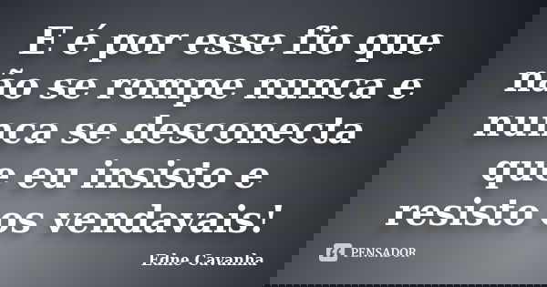 E é por esse fio que não se rompe nunca e nunca se desconecta que eu insisto e resisto os vendavais!... Frase de Edne Cavanha.