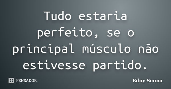 Tudo estaria perfeito, se o principal músculo não estivesse partido.... Frase de Edny Senna.