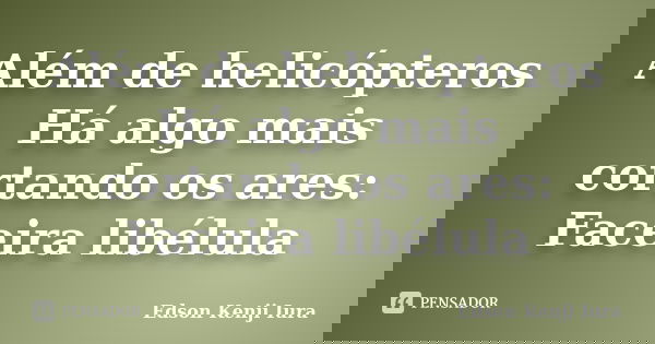Além de helicópteros
Há algo mais cortando os ares:
Faceira libélula... Frase de Edson Kenji Iura.