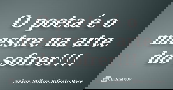 O poeta é o mestre na arte do sofrer!!!... Frase de Edson Milton Ribeiro Paes.