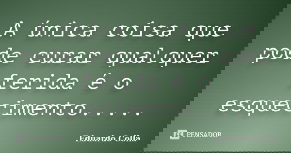 A única coisa que pode curar qualquer ferida é o esquecimento........ Frase de Eduardo Colla.