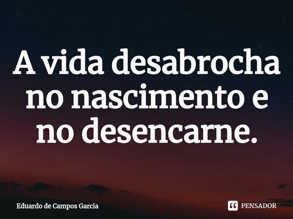 ⁠A vida desabrocha no nascimento e no desencarne.... Frase de Eduardo de Campos Garcia.
