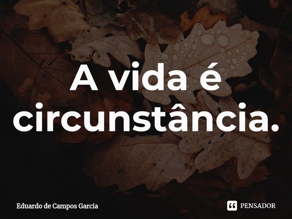 ⁠A vida é circunstância.... Frase de Eduardo de Campos Garcia.