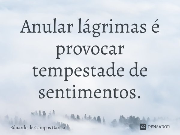 ⁠Anular lágrimas é provocar tempestade de sentimentos.... Frase de Eduardo de Campos Garcia.