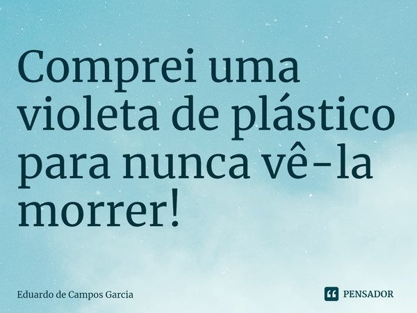 ⁠Comprei uma violeta de plástico para nunca vê-la morrer!... Frase de Eduardo de Campos Garcia.