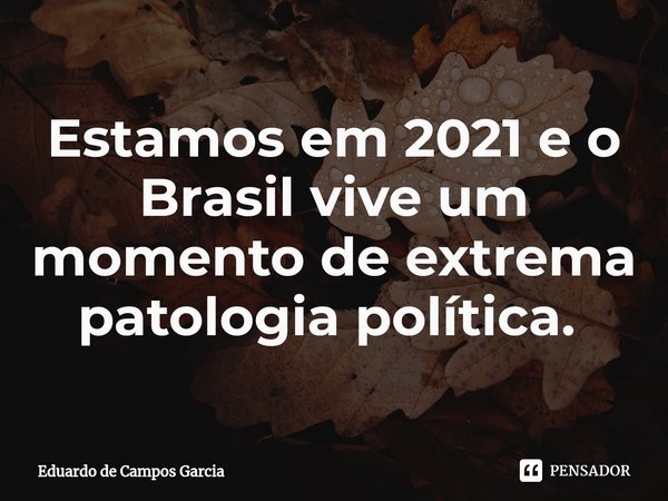 Estamos em 2021 e o Brasil vive um momento de extrema patologia política. ⁠... Frase de Eduardo de Campos Garcia.