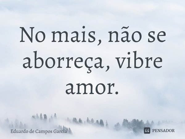 ⁠No mais, não se aborreça, vibre amor.... Frase de Eduardo de Campos Garcia.