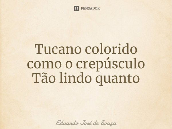 ⁠Tucano colorido
como o crepúsculo
Tão lindo quanto... Frase de Eduardo José de Souza.