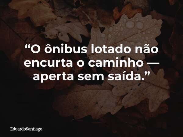 “O ônibus lotado não encurta o caminho — aperta sem saída.”... Frase de EduardoSantiago.