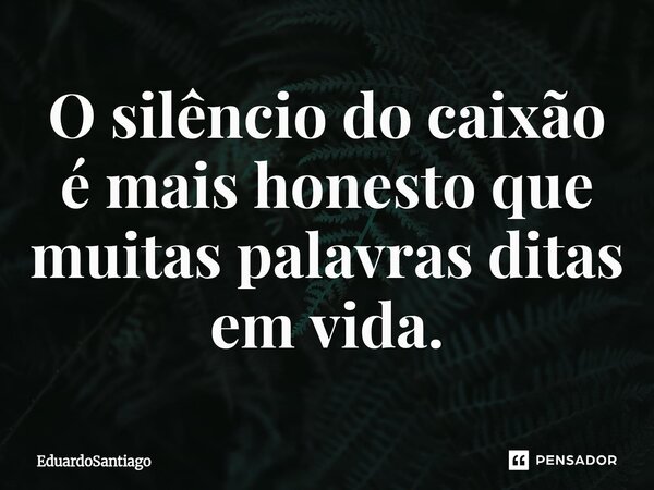 ⁠O silêncio do caixão é mais honesto que muitas palavras ditas em vida.... Frase de EduardoSantiago.