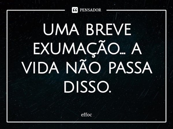 uma breve exumação... a vida não passa disso.... Frase de effoc.