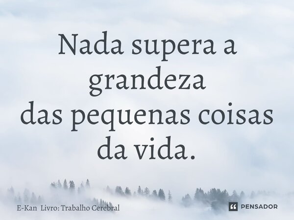 ⁠Nada supera a grandeza das pequenas coisas da vida.... Frase de E-Kan LIvro: Trabalho Cerebral.