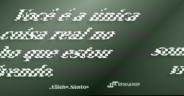 Você é a única coisa real no sonho que estou vivendo.... Frase de Elaine Santos.
