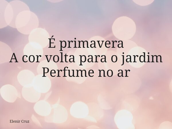 É primavera A cor volta para o jardim Perfume no ar... Frase de Elenir Cruz.