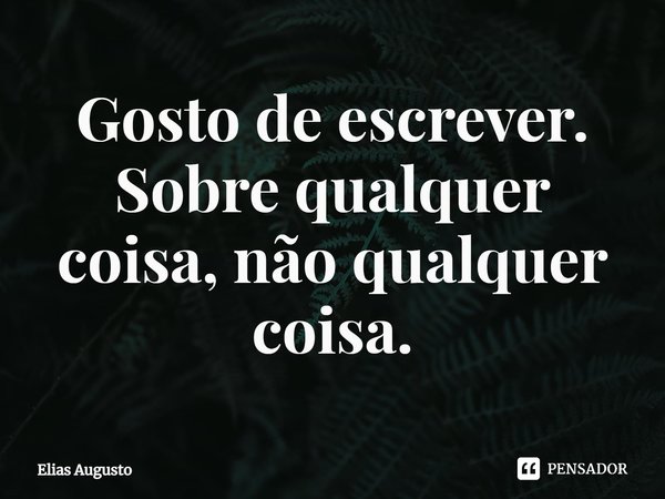 ⁠Gosto de escrever. Sobre qualquer coisa, não qualquer coisa.... Frase de Elias Augusto.