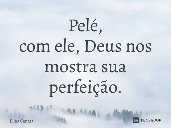 ⁠Pelé,
com ele, Deus nos mostra sua perfeição.... Frase de Elias Canata.